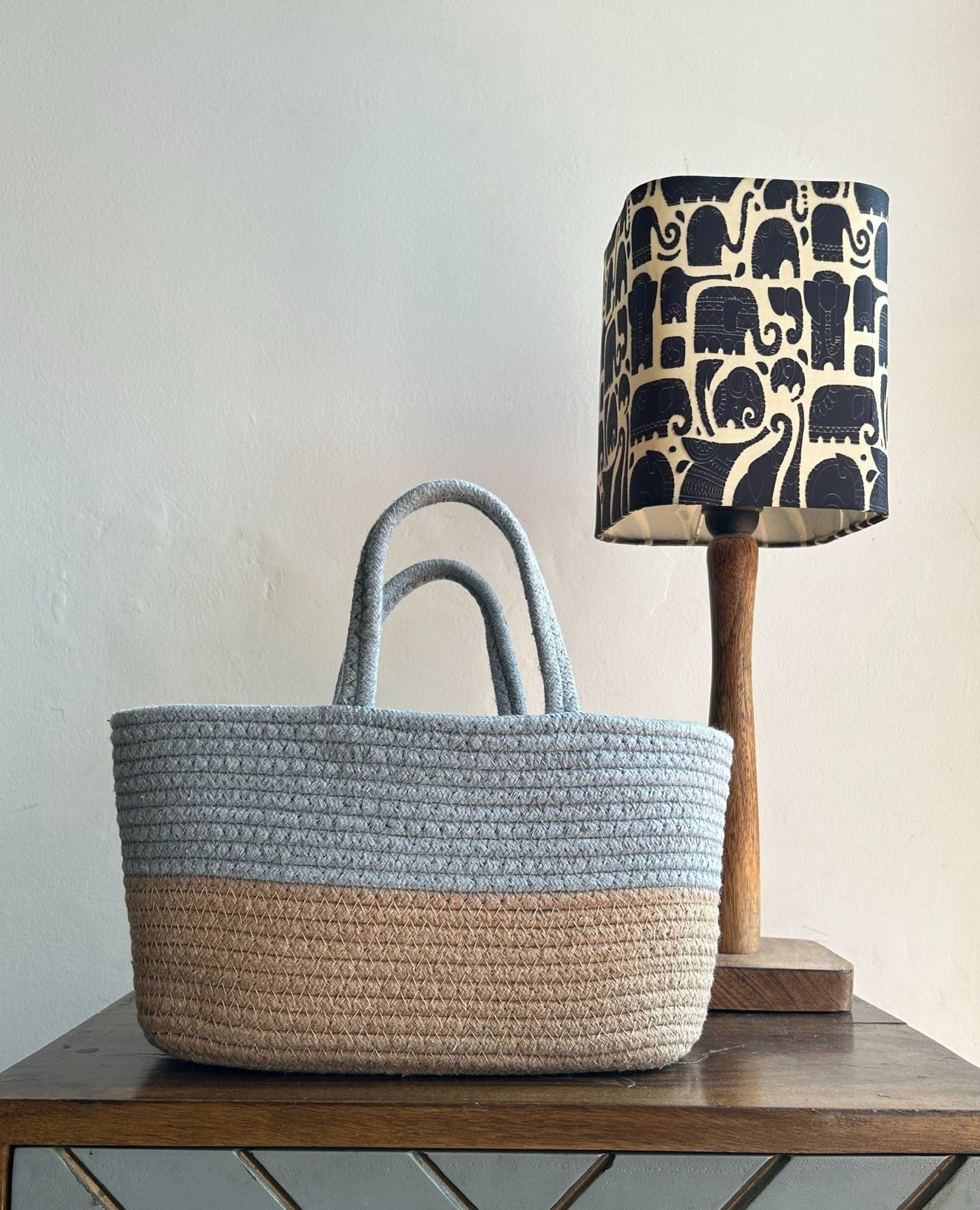 Set of 2 Duotone Baskets- Bottle Green And Grey - jasmeyhomes