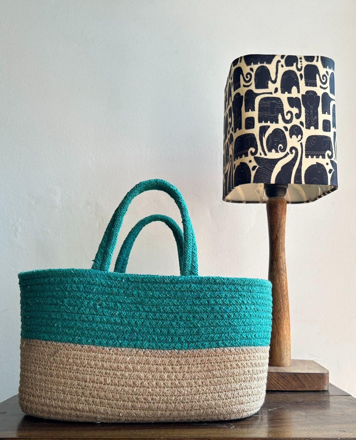Set of 2 Duotone Baskets- Bottle Green And Grey - jasmeyhomes