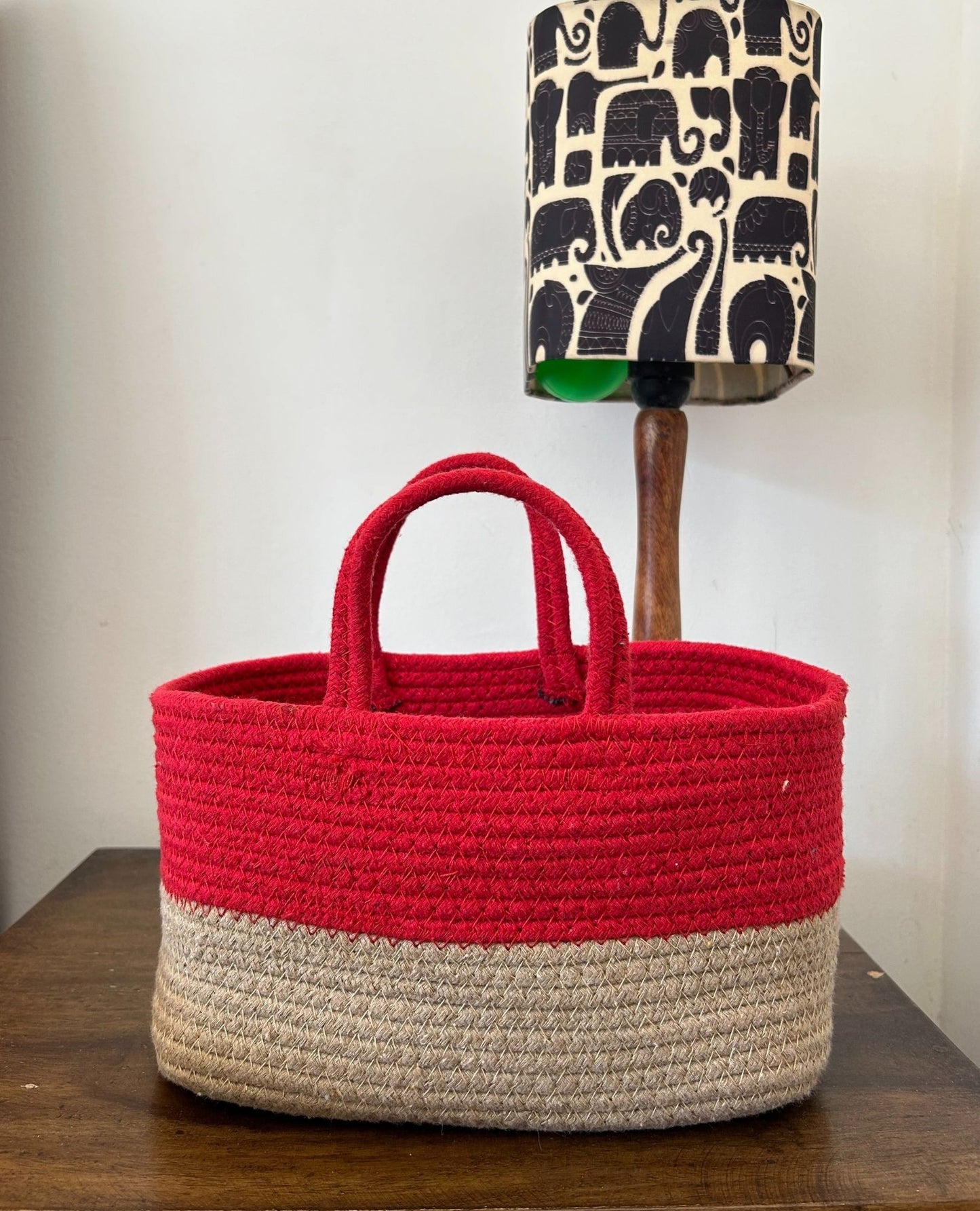 Set of 2 Duotone Baskets- Grey and Red - jasmeyhomes