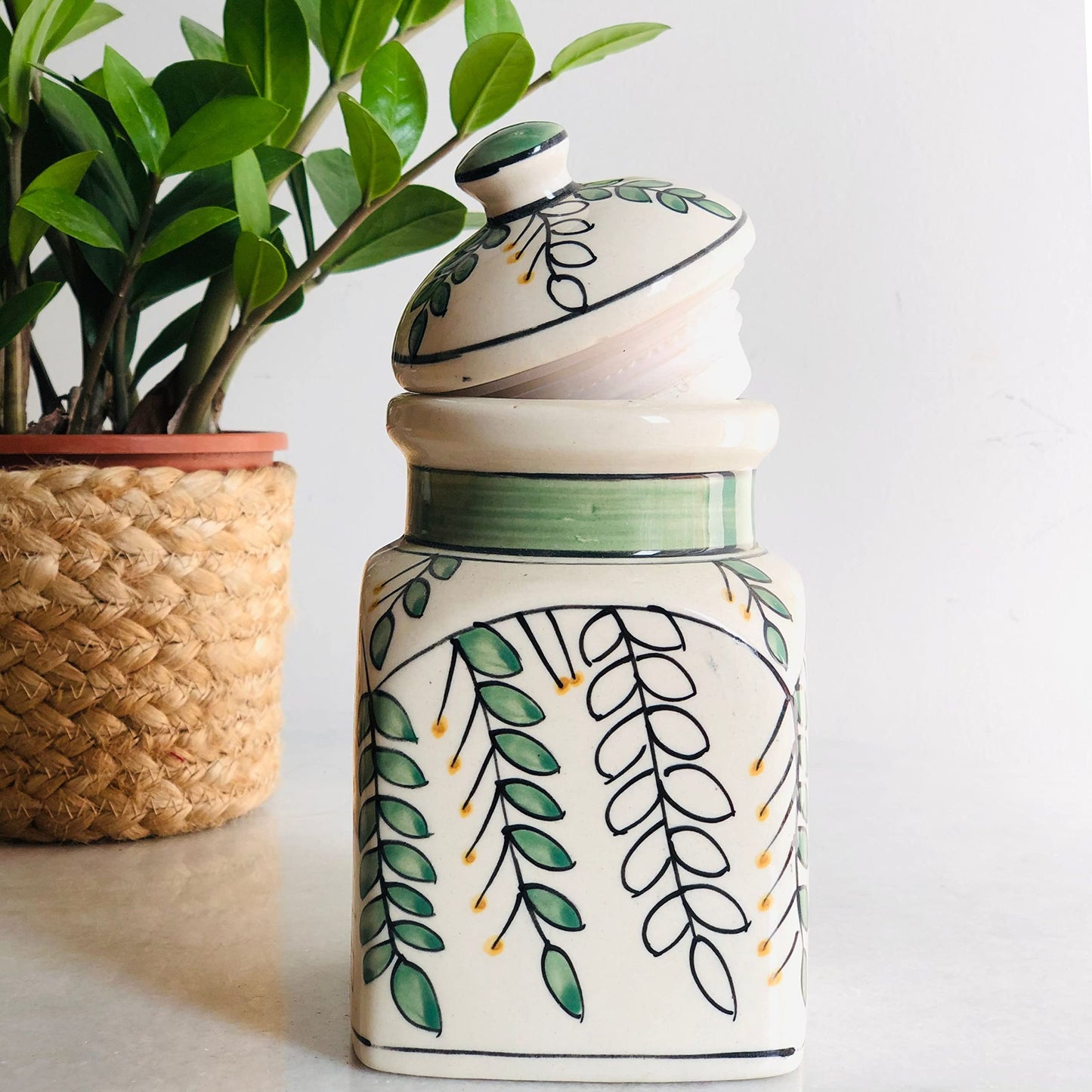 Hand painted Multiutility Storage Jar and Container with Airtight Lid - jasmeyhomes