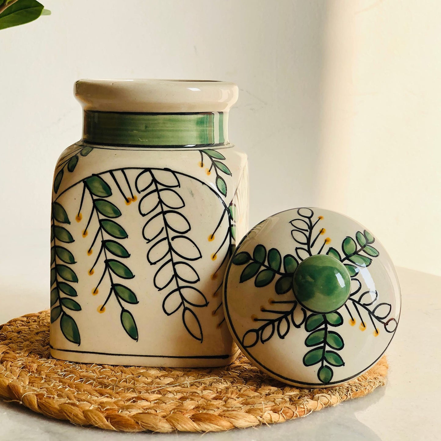 Hand painted Multiutility Storage Jar and Container with Airtight Lid - jasmeyhomes