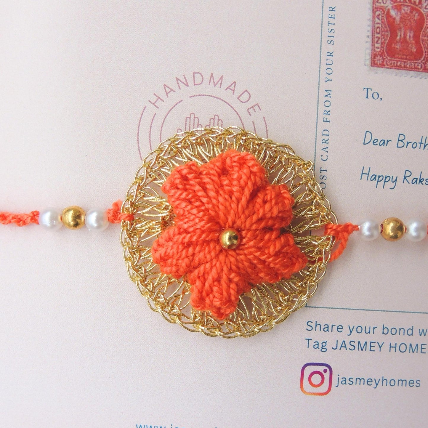 Set of 4 CHAKRA Rakhi for Brother with Post Card - jasmeyhomes