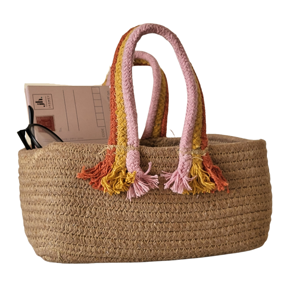 Boho Storage Basket - Beige - jasmeyhomes