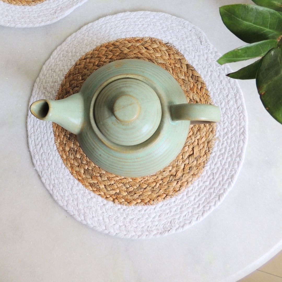Double Ring Jute Placemat - White - jasmeyhomes