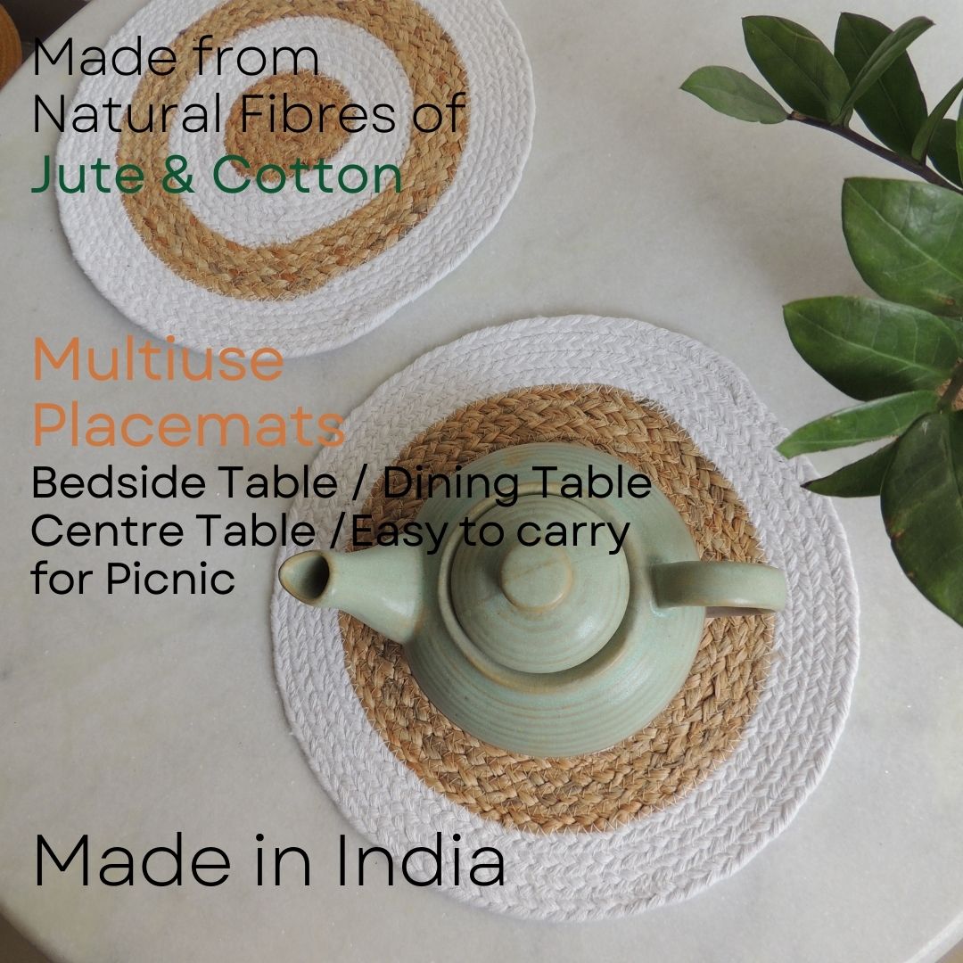 Double Ring Jute Placemat - White - jasmeyhomes