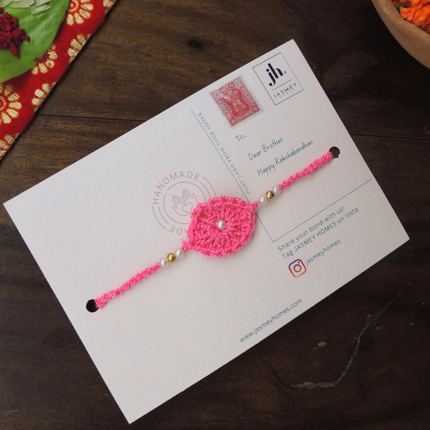 Set of 4 ASHOKA Rakhi for Brother with Postcard - jasmeyhomes