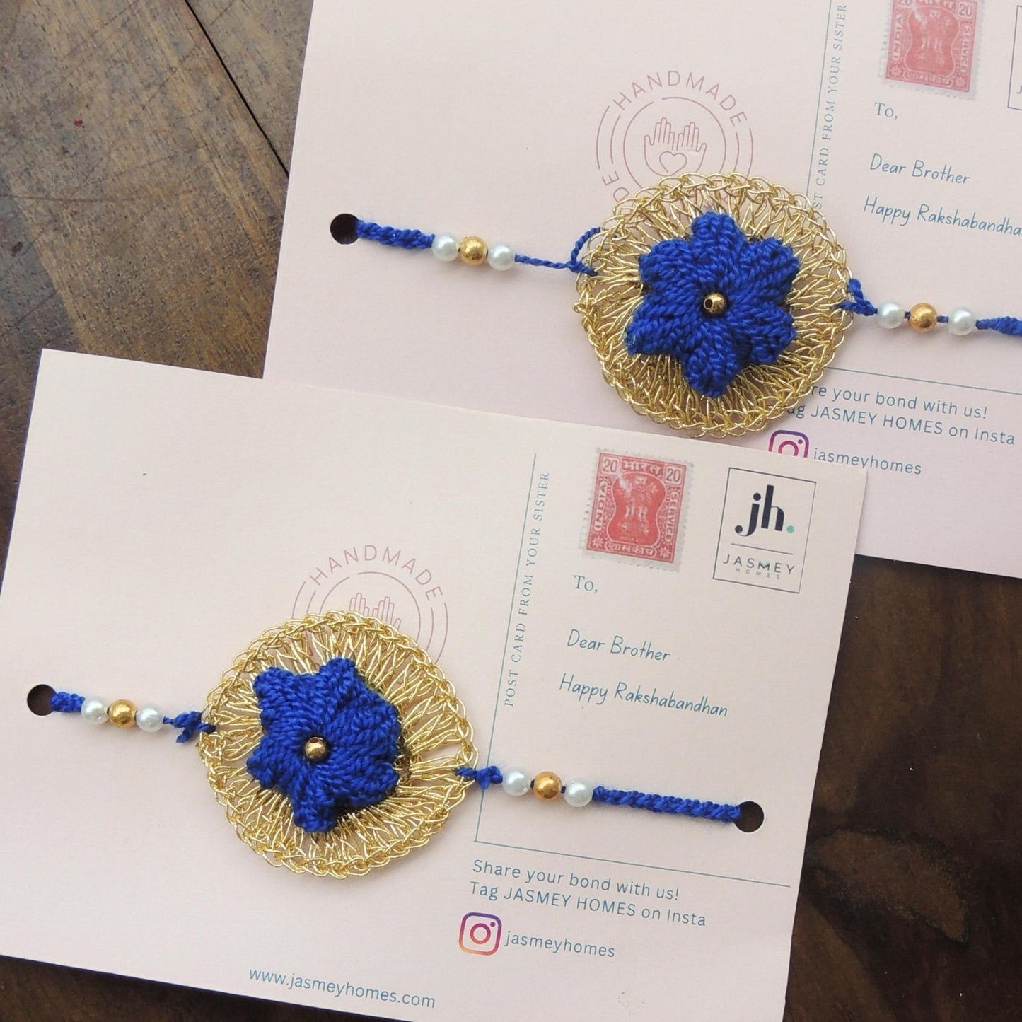 Set of 2 CHAKRA Rakhi for Brother with Post Card - jasmeyhomes