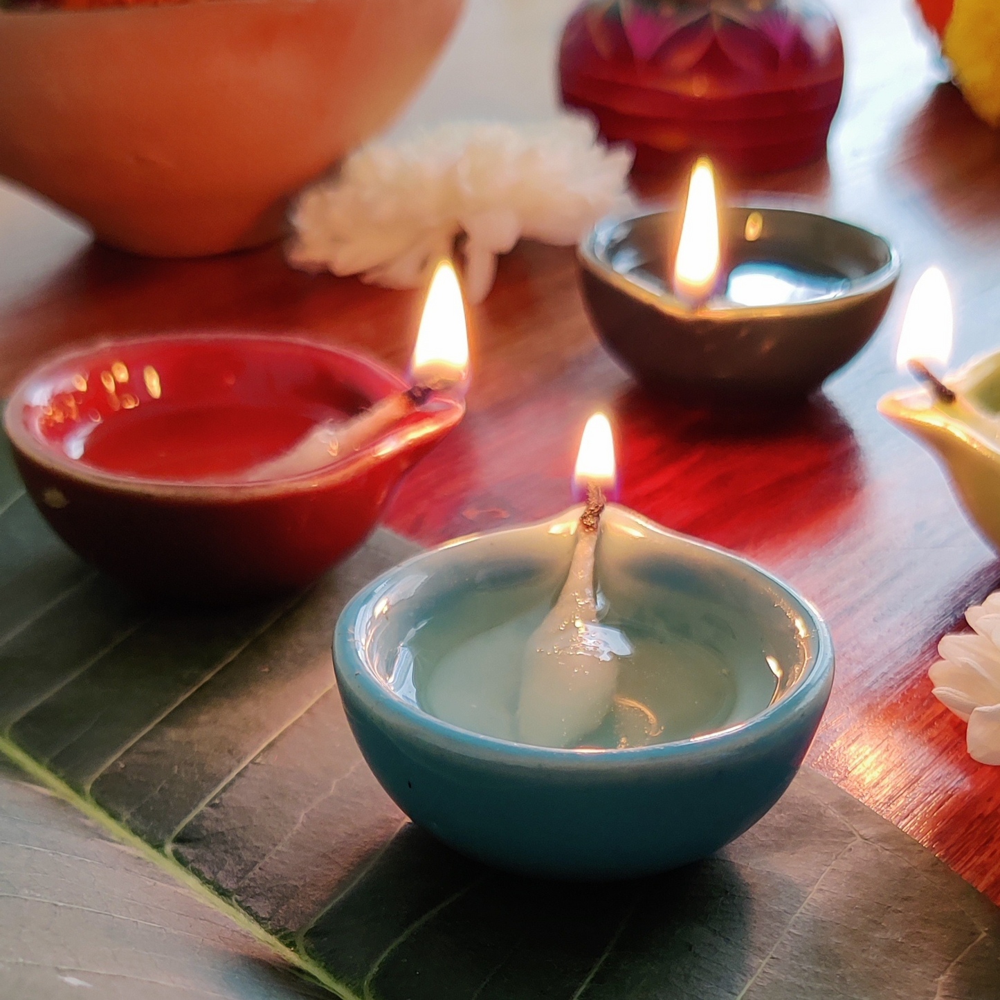 Ceramic Colorful Diyas - jasmeyhomes
