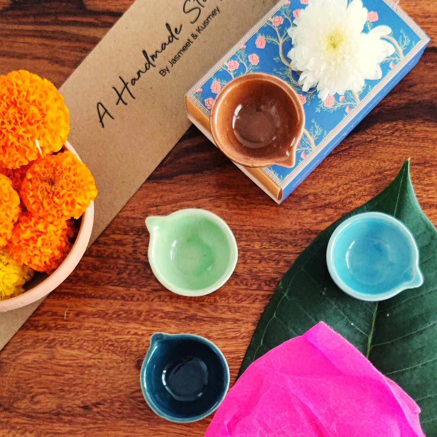 Ceramic Colorful Diyas - jasmeyhomes