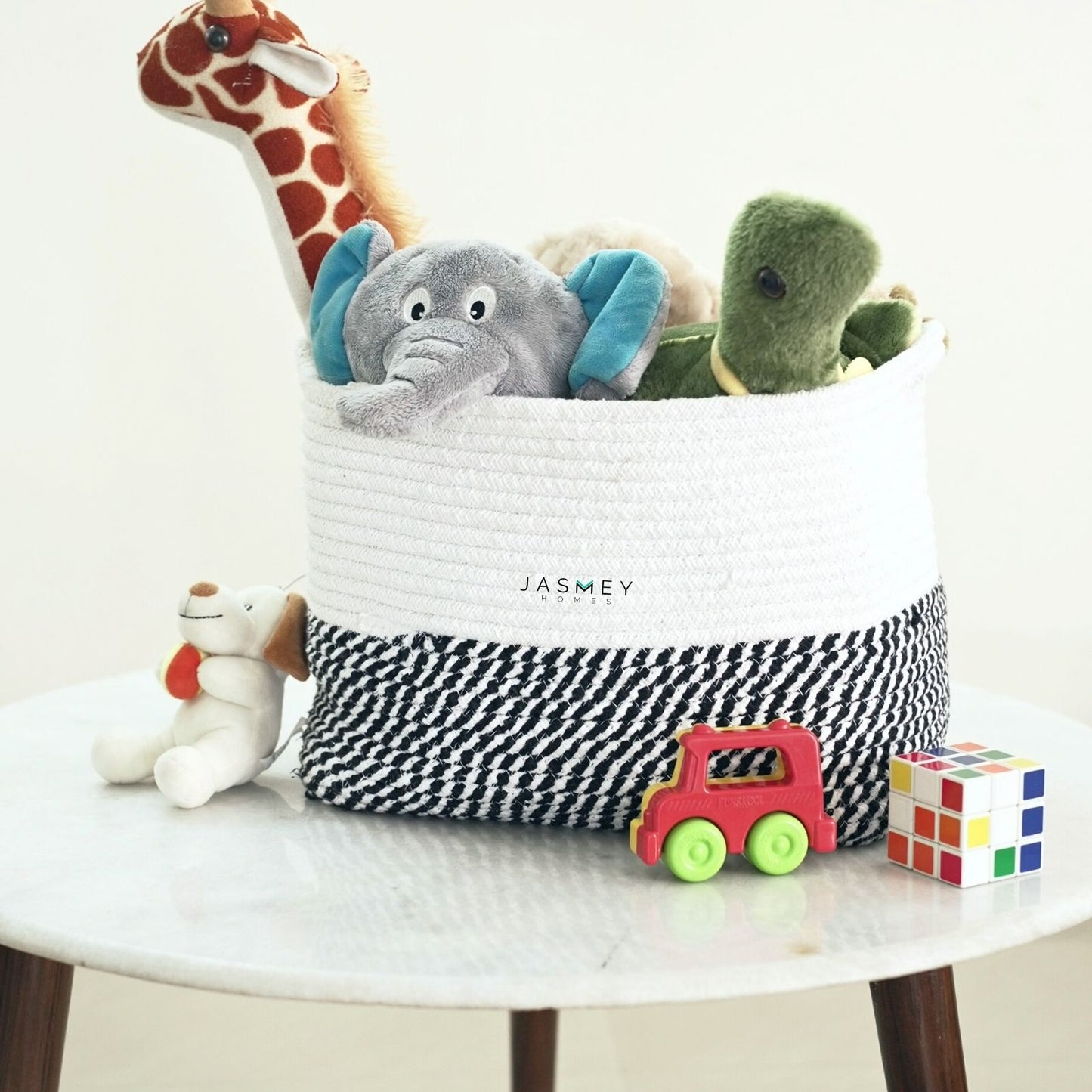 Rectangular White & Black Storage Basket - jasmeyhomes