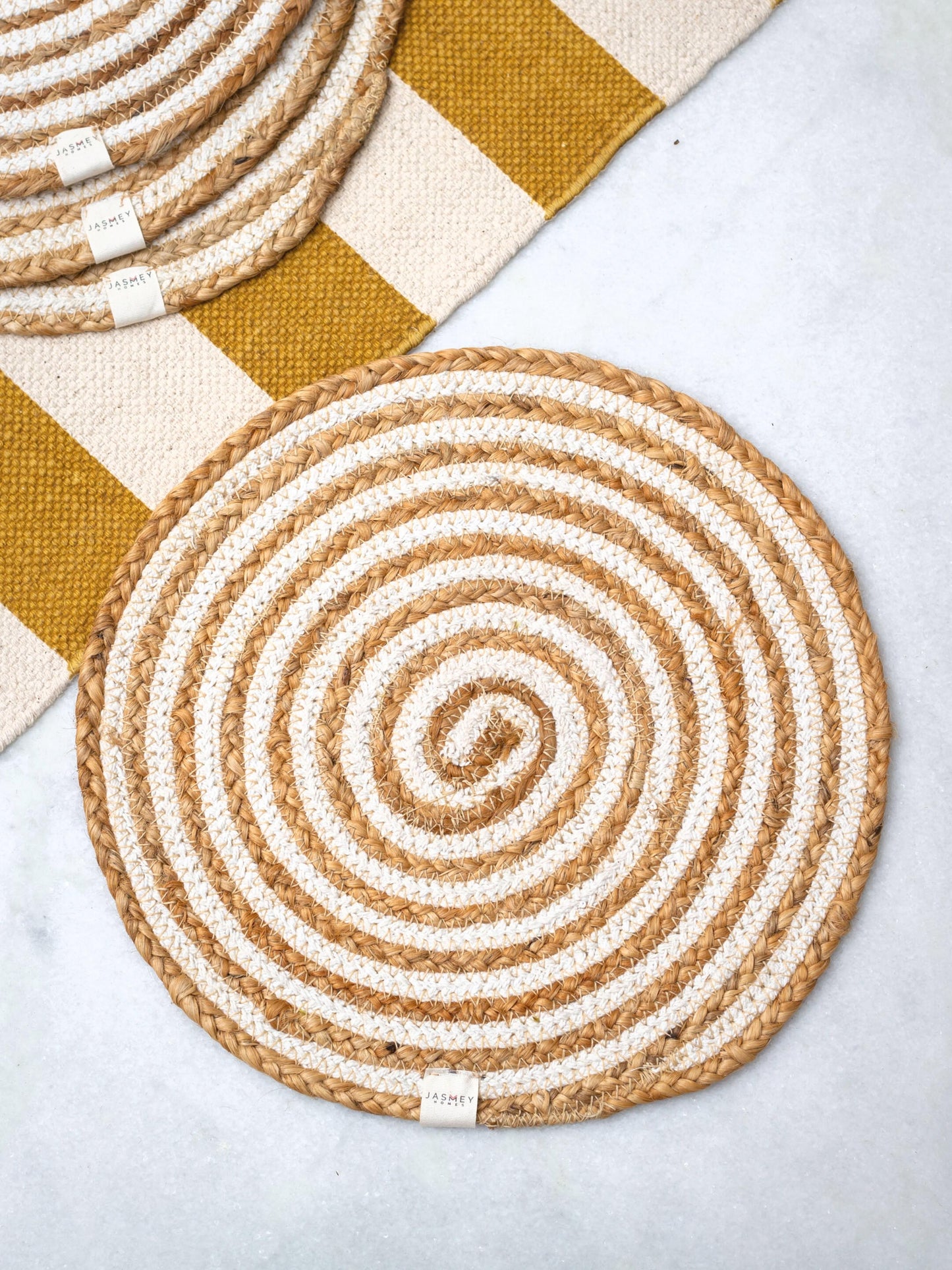 Spiral Jute Placemats - White - jasmeyhomes