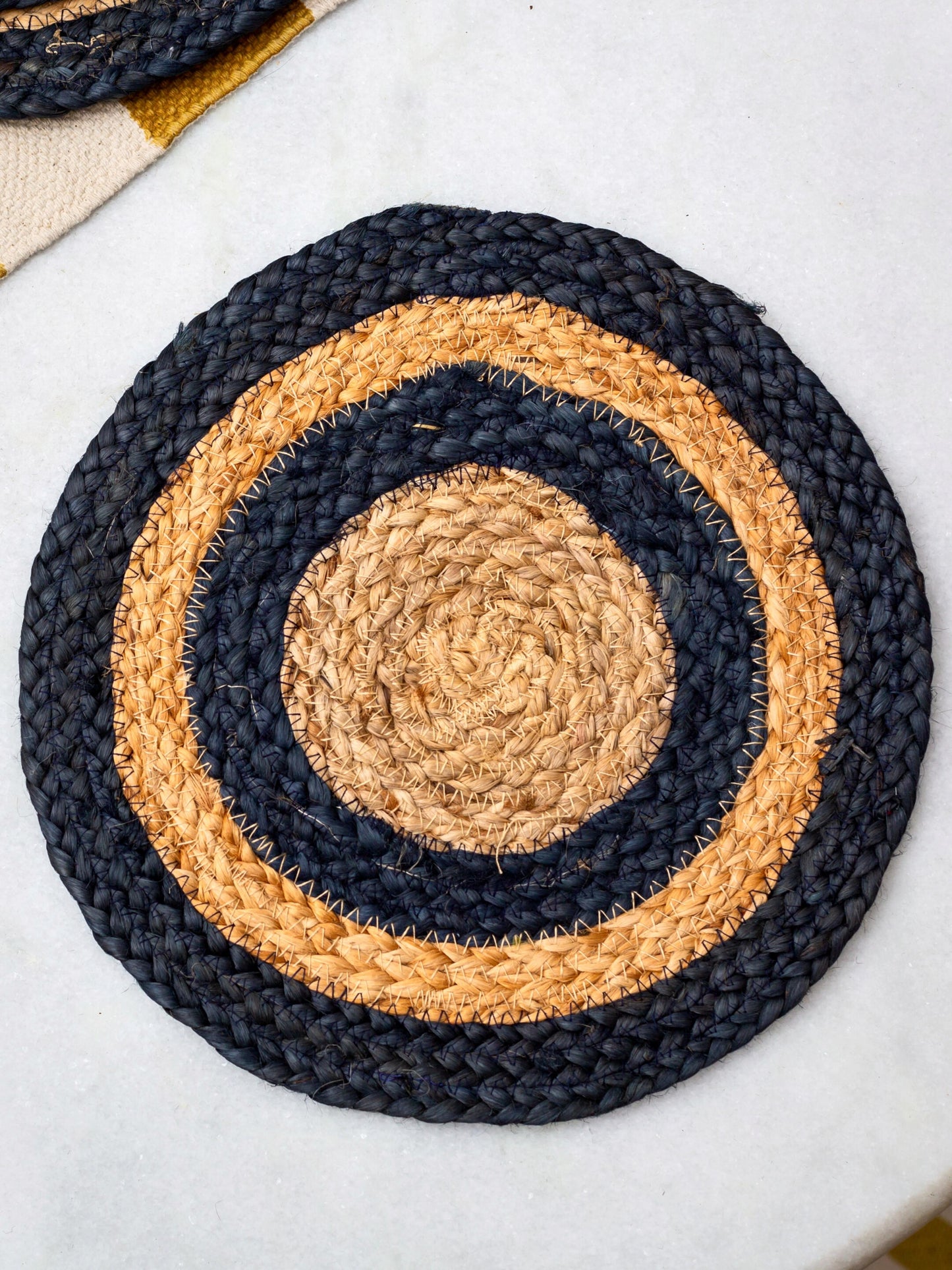 Double Ring Jute Placemat - Blue - jasmeyhomes