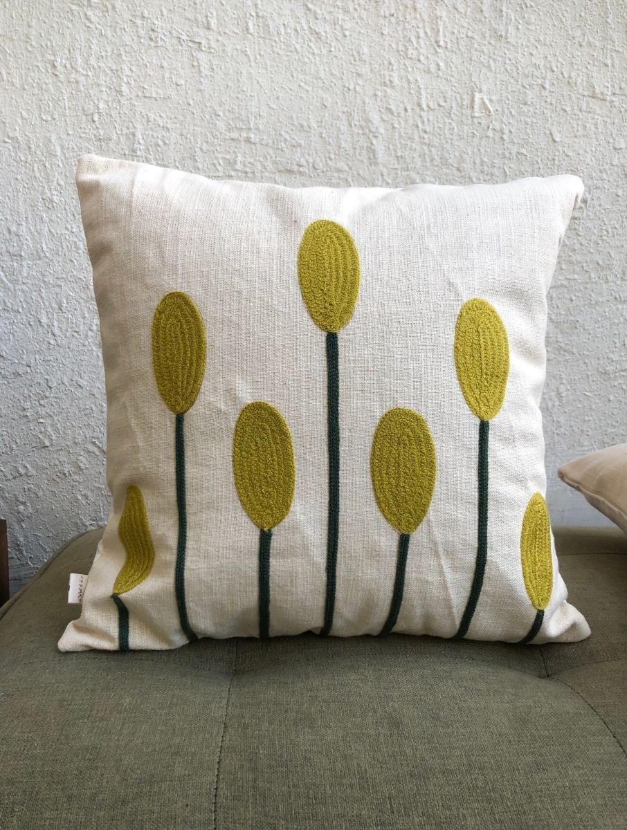Tulip Embroidered Cushion Cover - jasmeyhomes