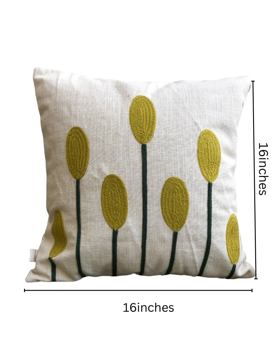 Tulip Embroidered Cushion Cover - jasmeyhomes