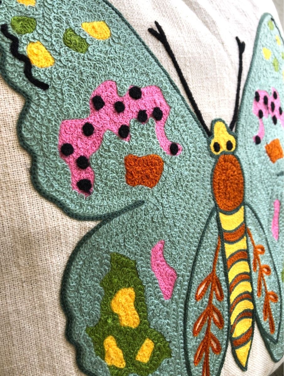 Embroidered Cushion Cover - Butterfly - jasmeyhomes