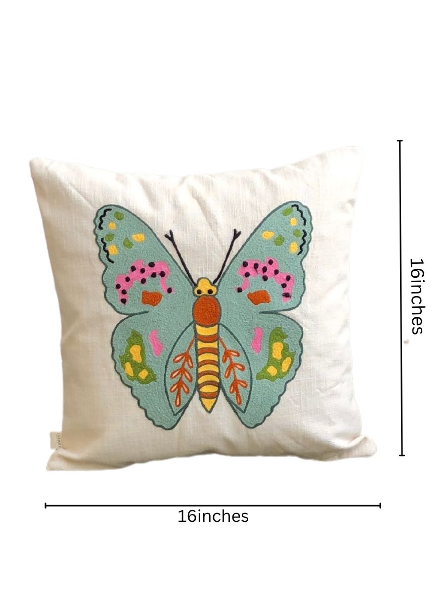 Embroidered Cushion Cover - Butterfly - jasmeyhomes