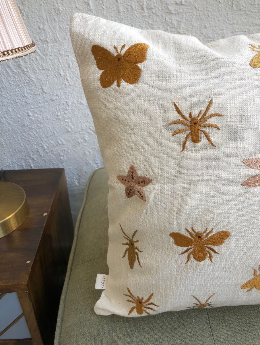 Embroidered Cushion Cover - Fireflies - jasmeyhomes
