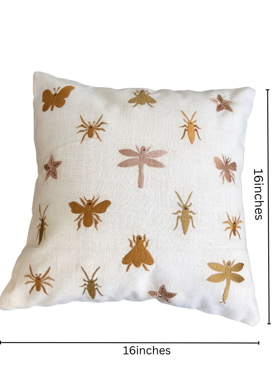 Embroidered Cushion Cover - Fireflies - jasmeyhomes