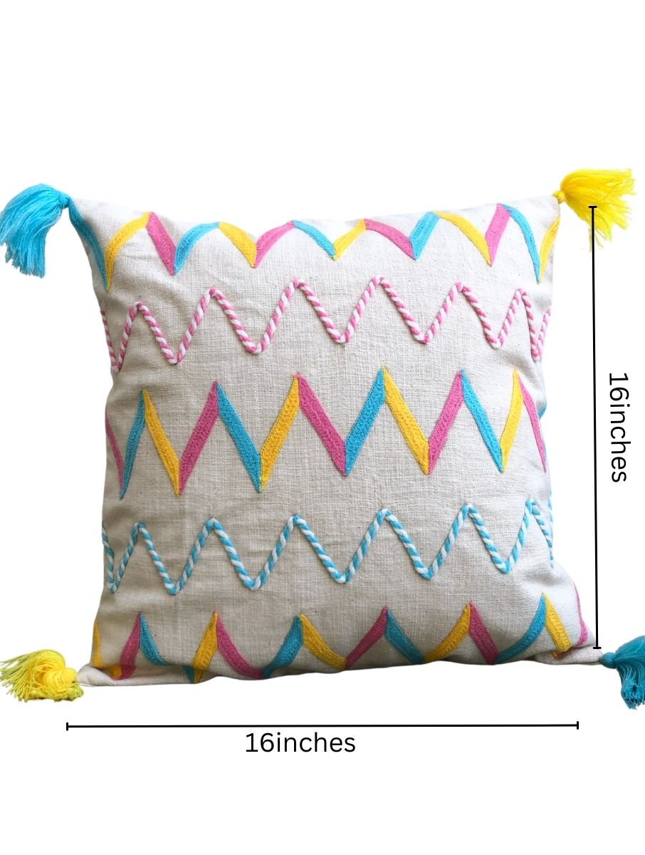 Embroidered Cushion Cover - Chevron - jasmeyhomes