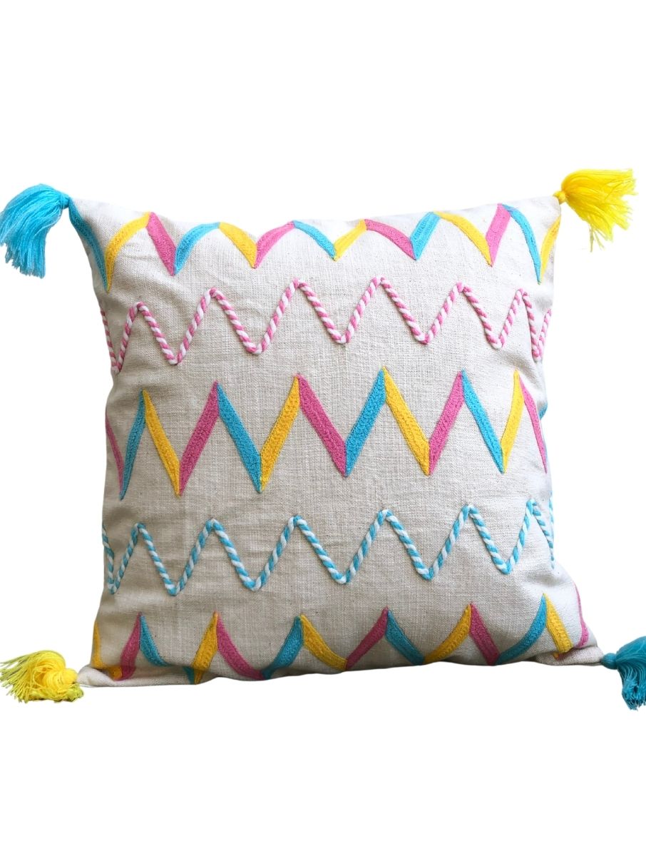 Embroidered Cushion Cover - Chevron - jasmeyhomes