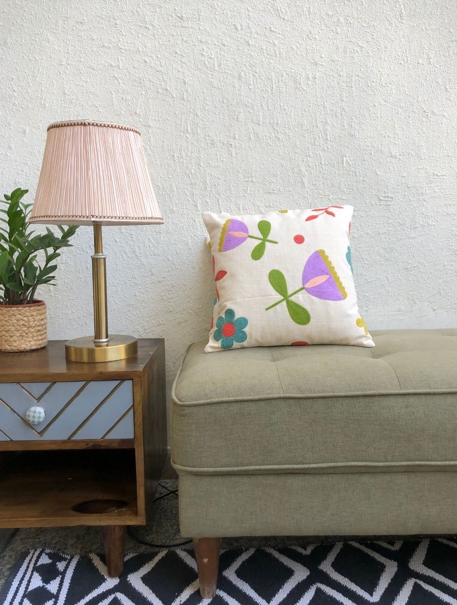 Embroidered Cushion Cover - Floral - jasmeyhomes