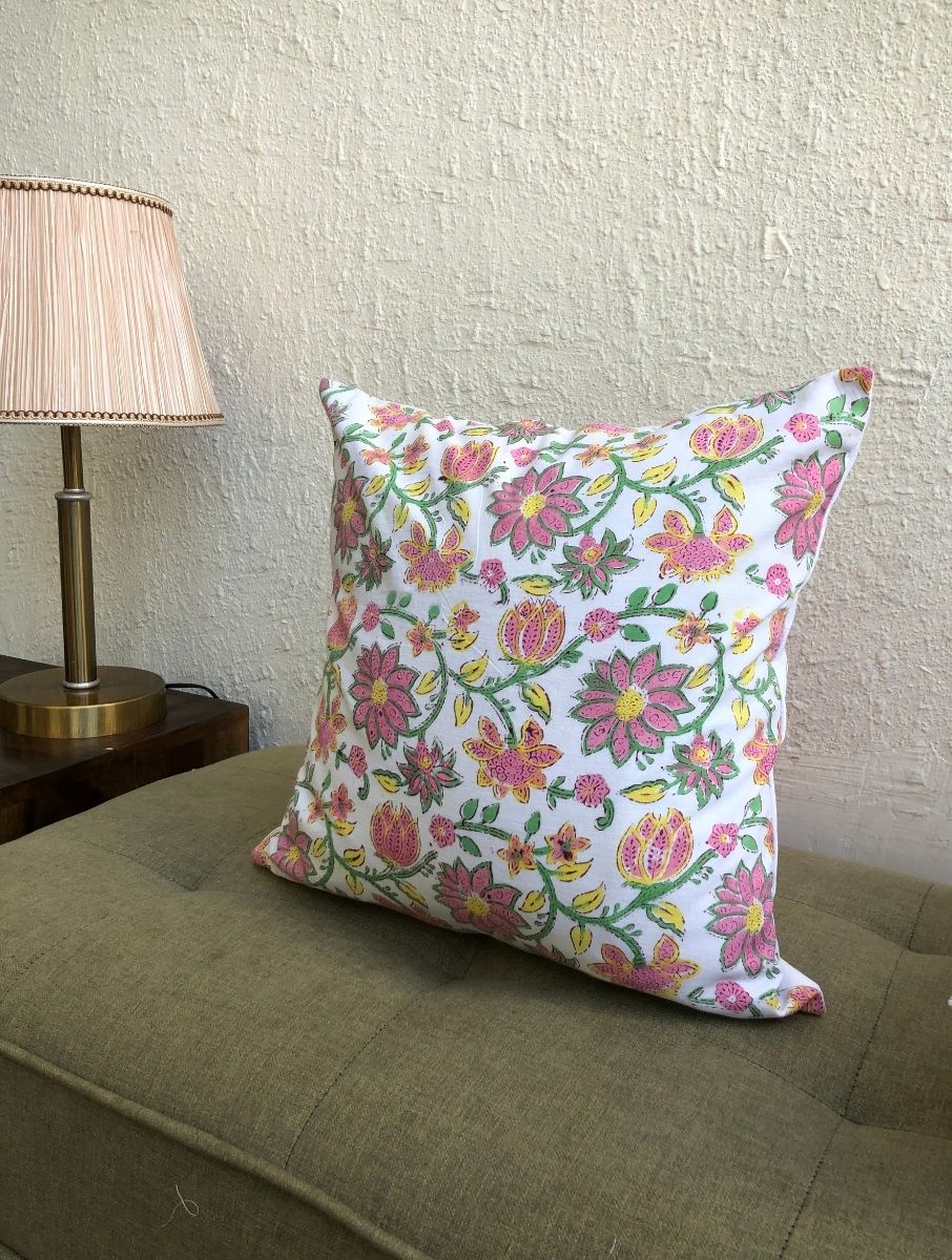 Blocked Cushion Cover - Madhuban - jasmeyhomes
