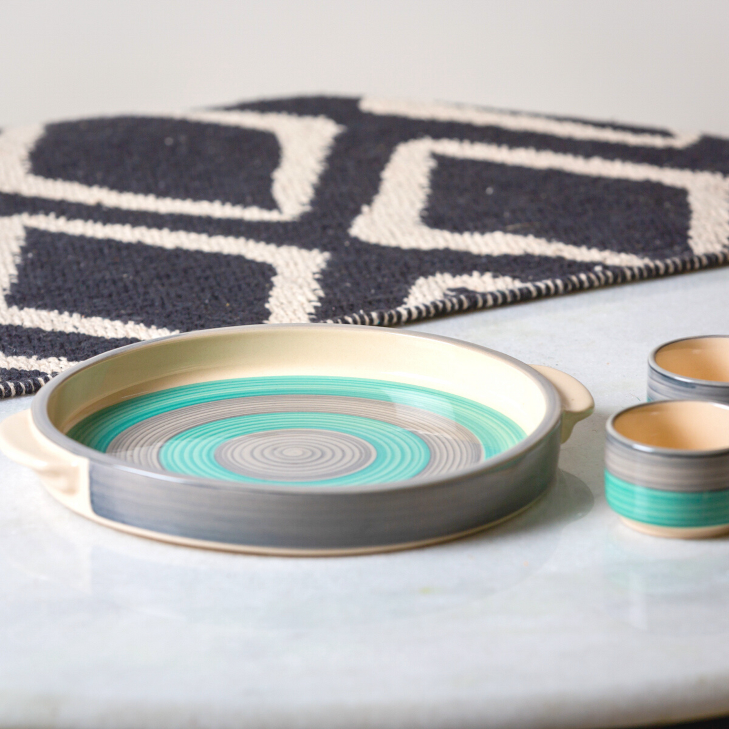 OCEAN ART Platter & 2 Dip Bowls - jasmeyhomes