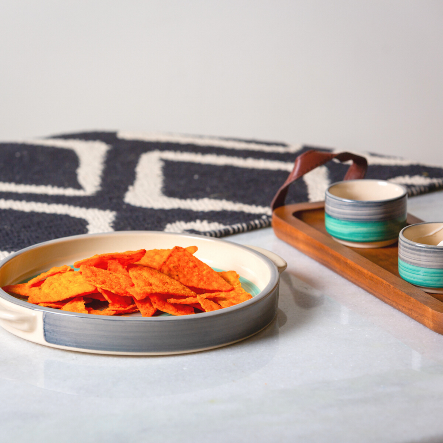 OCEAN ART Platter & 2 Dip Bowls - jasmeyhomes