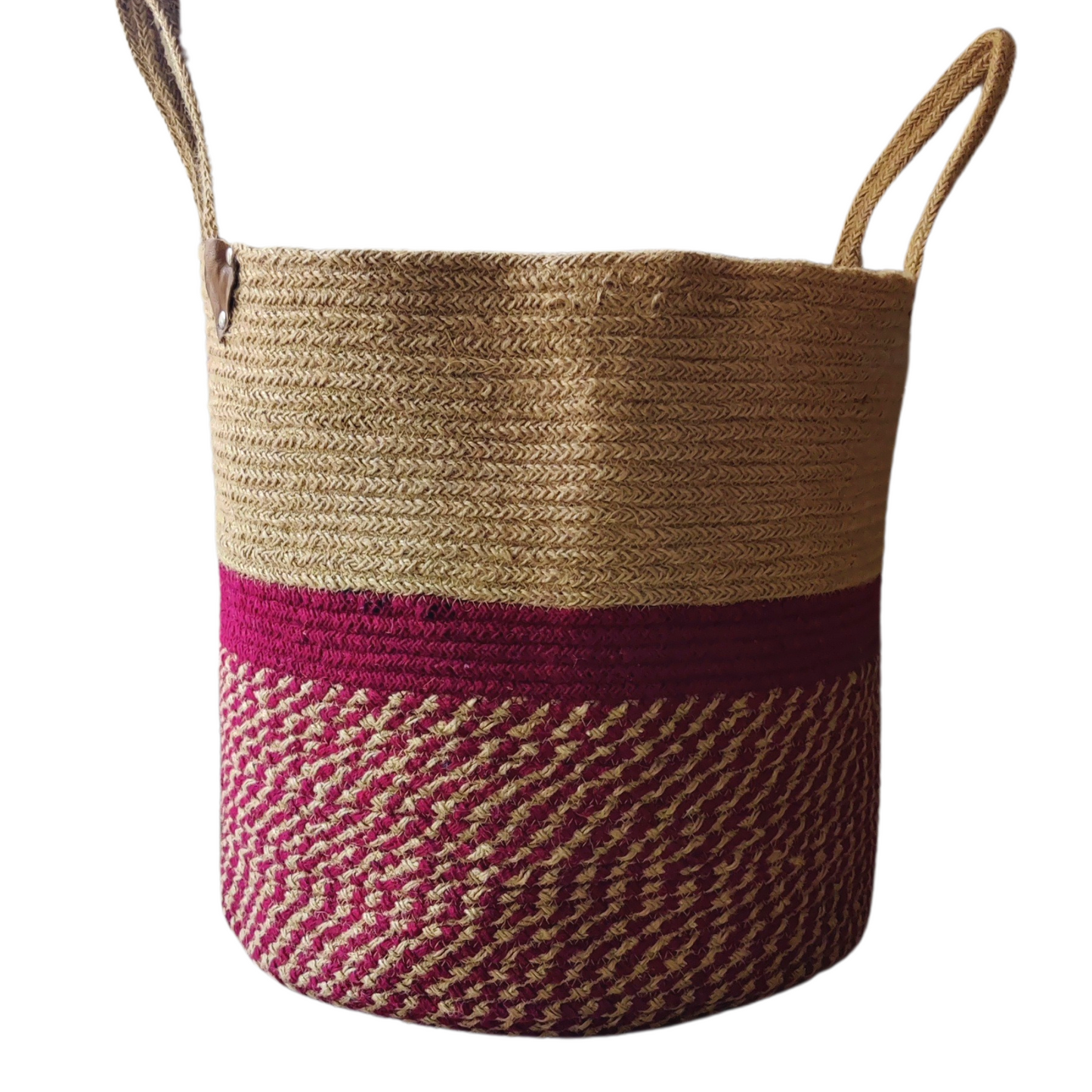 Spacious Jute Laundry Basket - 16 Inches | Maroon - jasmeyhomes