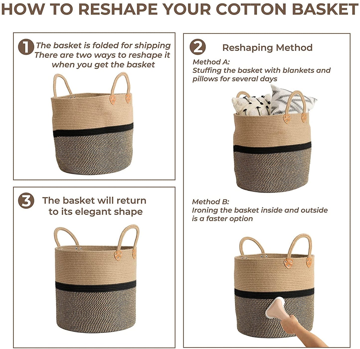 Colossal Laundry Basket - 16 Inches | Black - jasmeyhomes