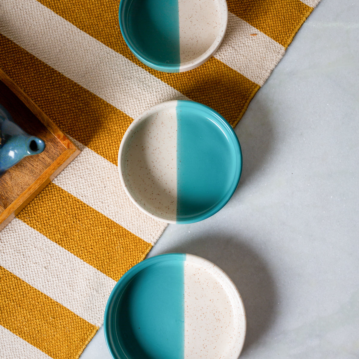 DUAL ART Ocean Green- Serveware- Set of 3 - jasmeyhomes