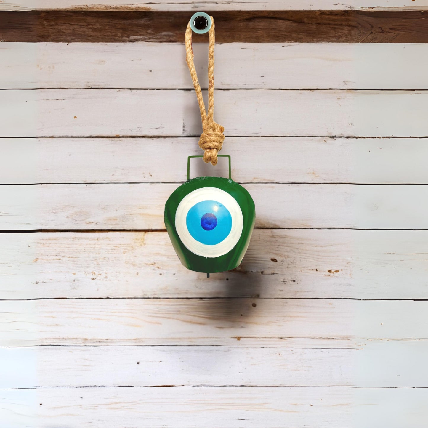 Green Evil Eye Cow Bell for Wall Decor
