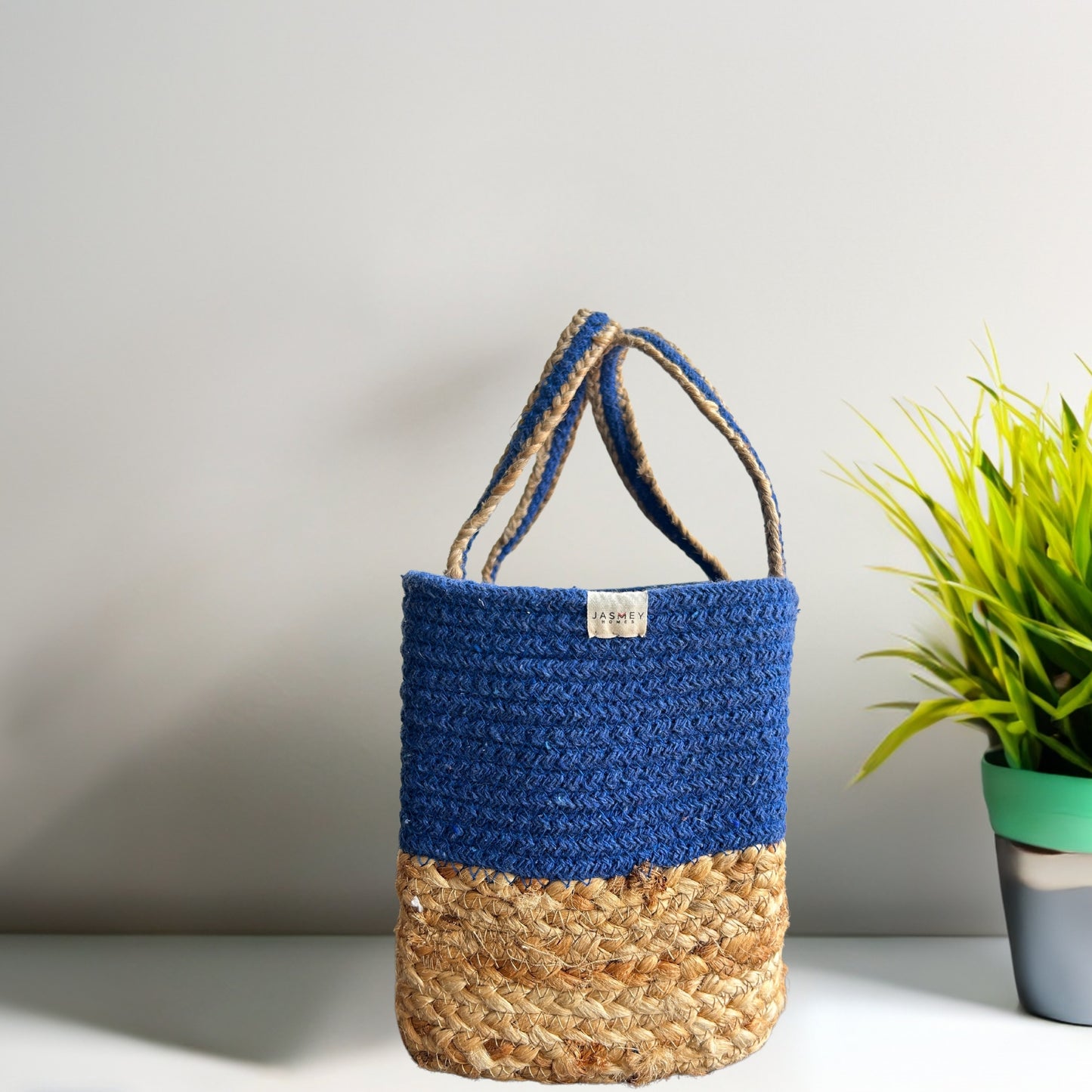 Handwoven Jute Handbag | Lunch Bag- Indigo