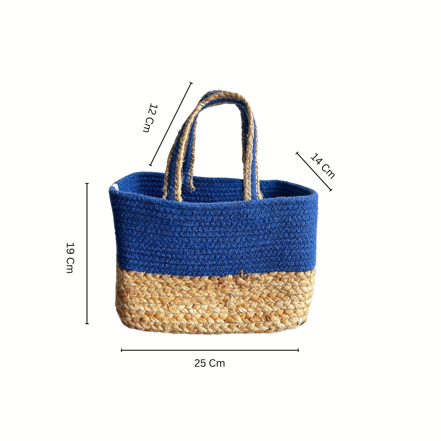 Handwoven Jute Handbag | Lunch Bag- Indigo