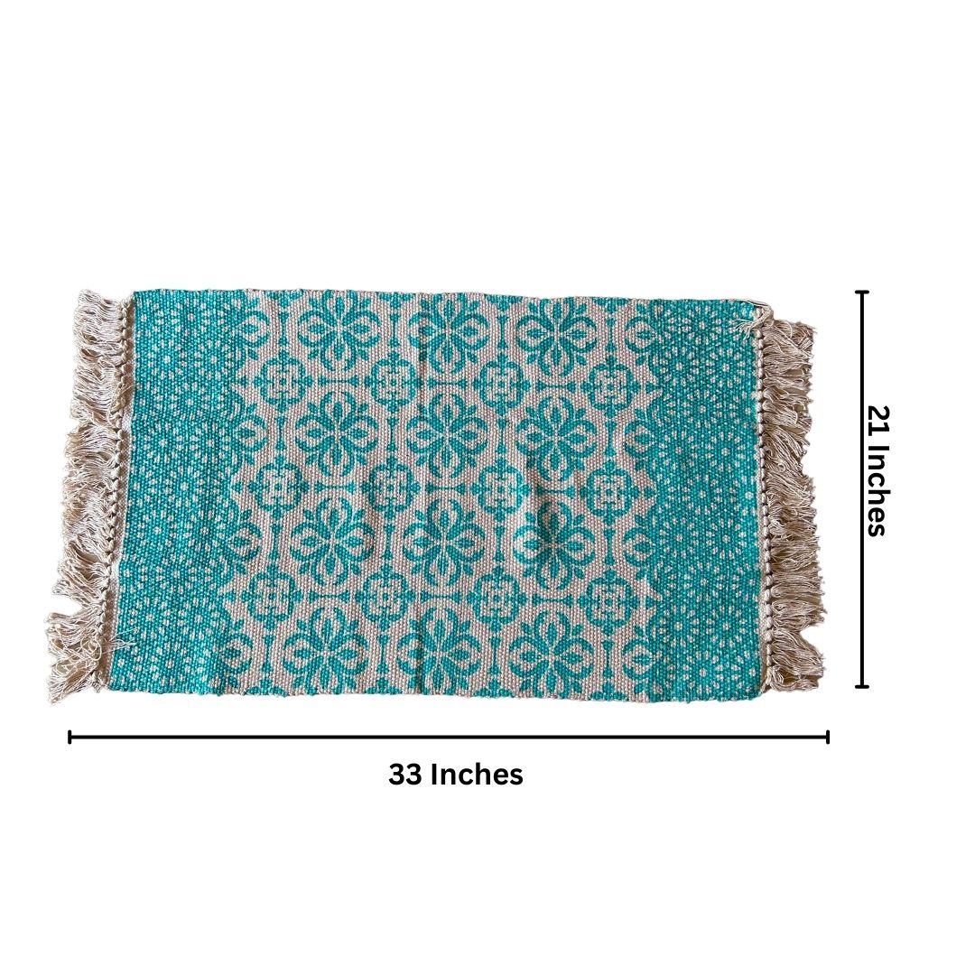 Evergreen Cotton Dhurrie | Floormat | 33X21 Inches