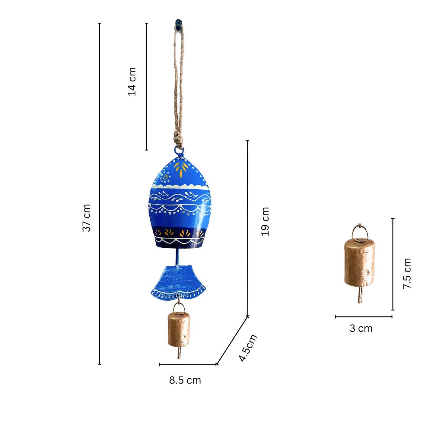 Fish Wind Chimes for Home Balcony with Sound - Blue