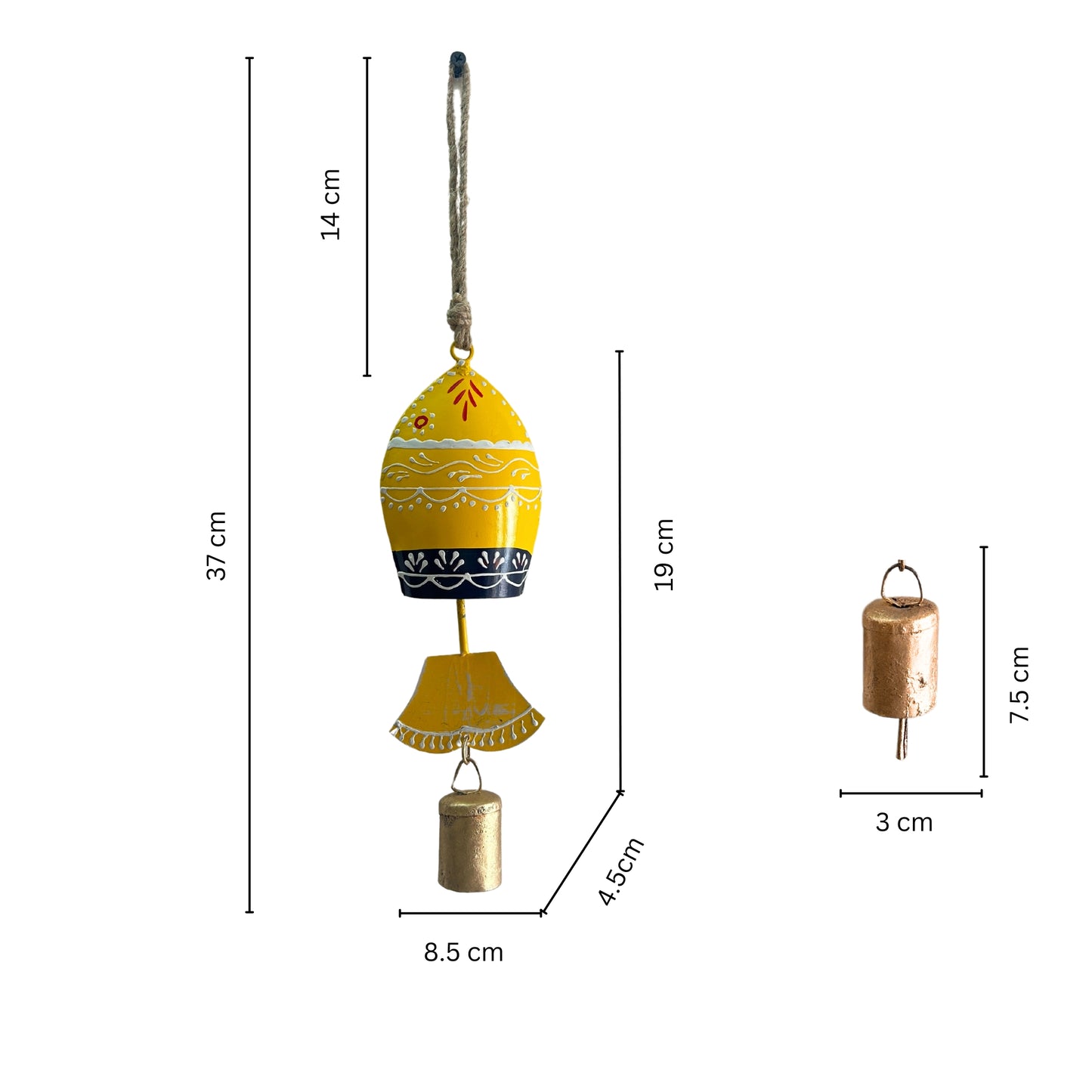 Fish Wind Chimes for Home Balcony with Sound - Yellow
