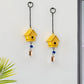 Little Hut (Set Of -2 )  Hand Painted Hanging Ornaments  For Home Decor, Wind Chimes- Yellow