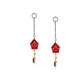 Little Hut (Set Of -2 )  Hand Painted Hanging Ornaments  For Home Decor, Wind Chimes- Red