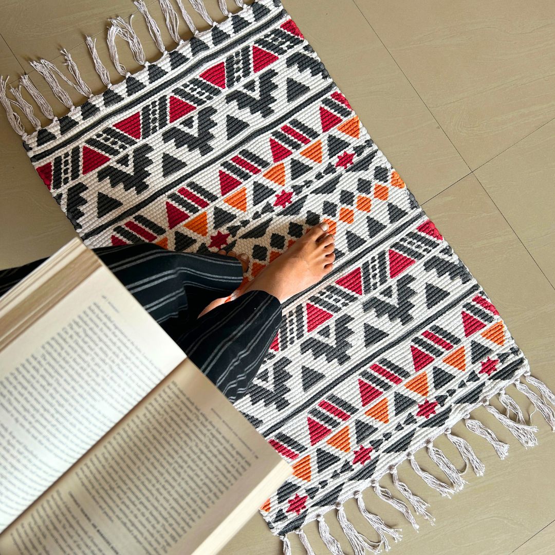 Contemporary Cotton Dhurrie | Floormat | 33X21 Inches