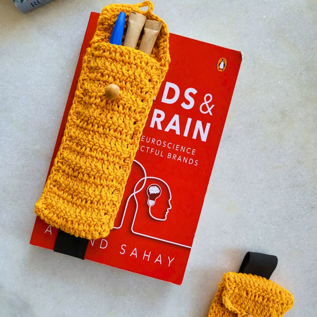Bookmark & Pouch for Storing Stationery | Mustard - jasmeyhomes