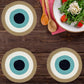 Evil Eye Cotton Placemats, Non-Slip, Heat Resistant, Dining Table Mats, Washable, Anti-Skid, 30 cm- Blue