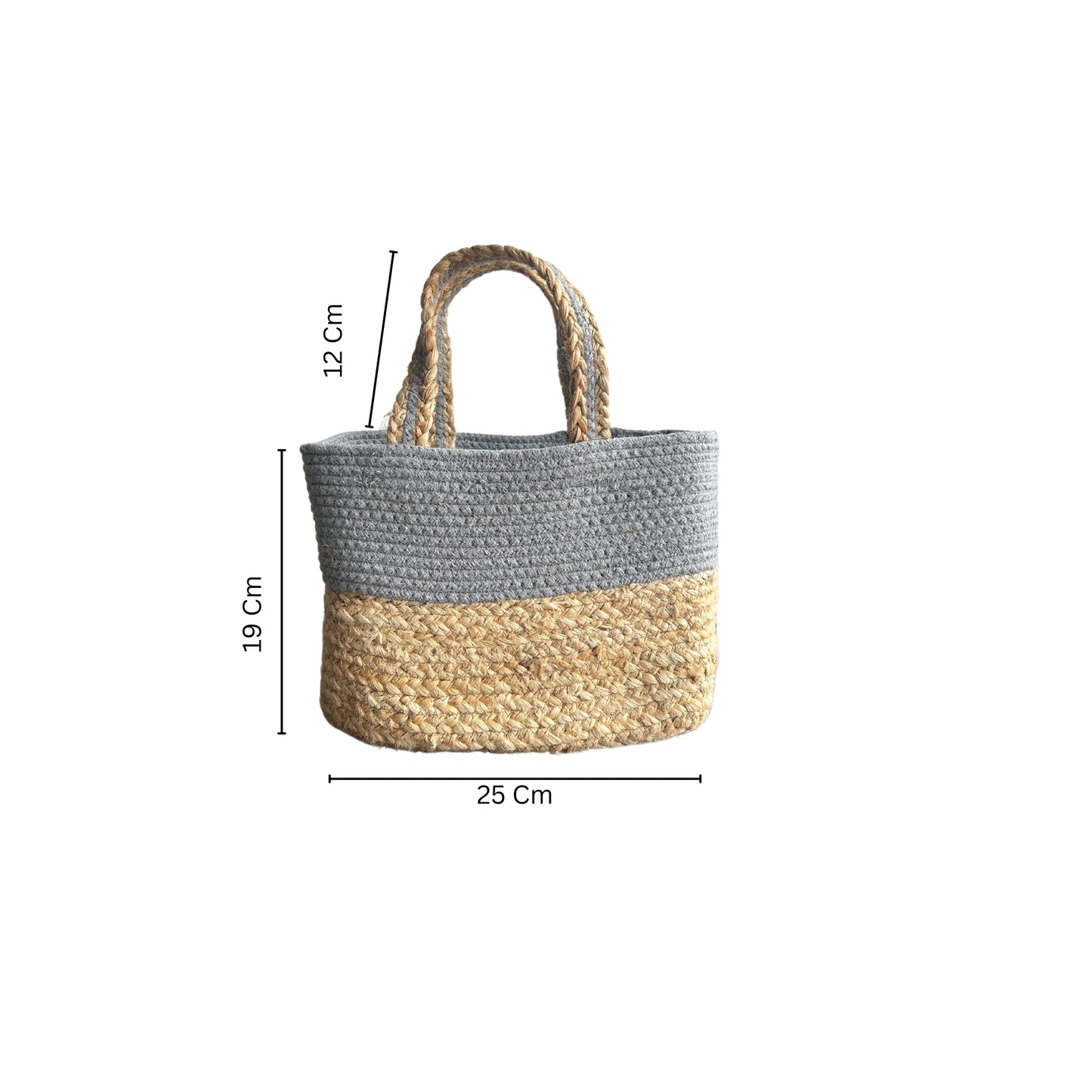 Handwoven Jute Handbag | Lunch Bag- Grey