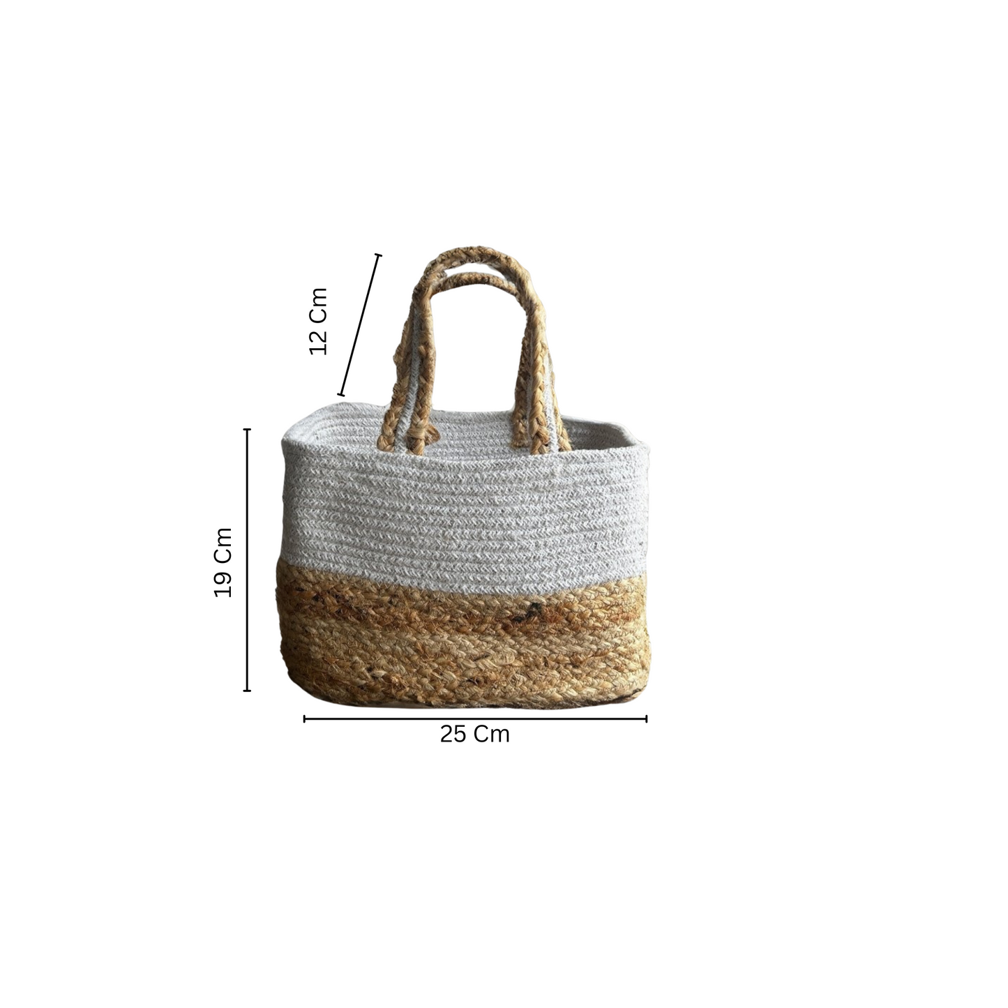 Handwoven Jute Handbag | Lunch Bag- White