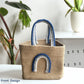 Handwoven Cotton Handbag | Lunch Bag- Blue Rainbow