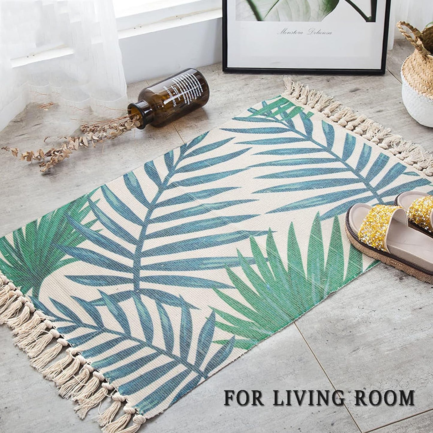 Handwoven Leaf Cotton Dhurrie | Floormat | 33X21 Inches