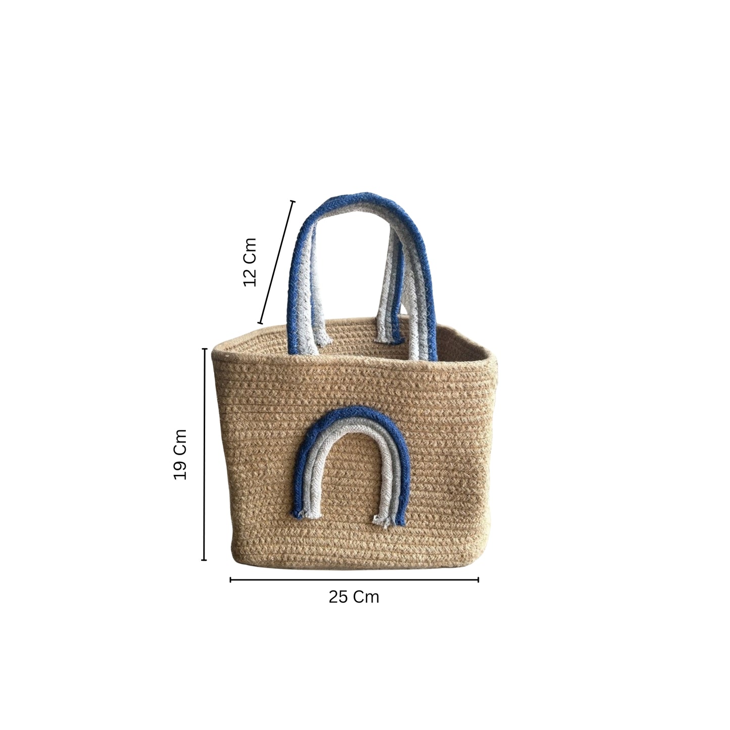 Handwoven Cotton Handbag | Lunch Bag- Blue Rainbow