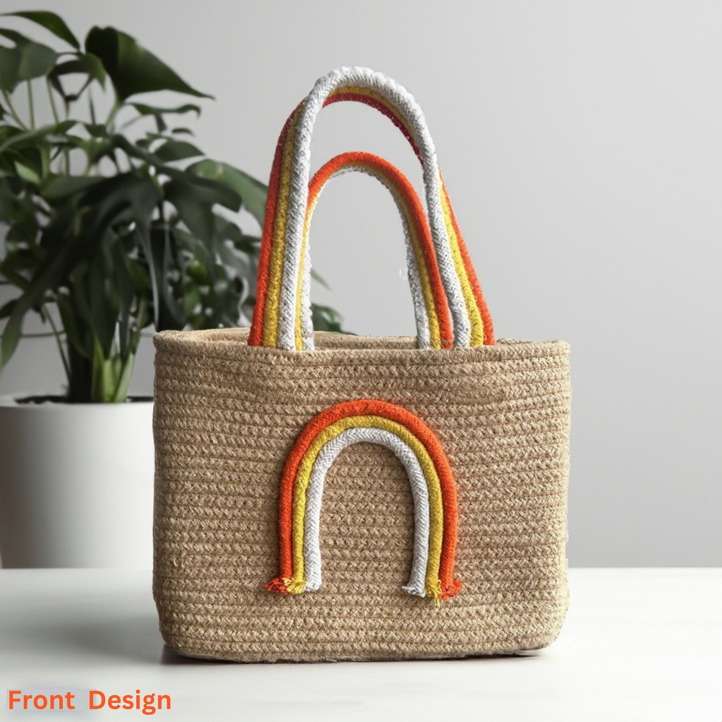 Handwoven Cotton Handbag |multipurpose bag- Orange Rainbow
