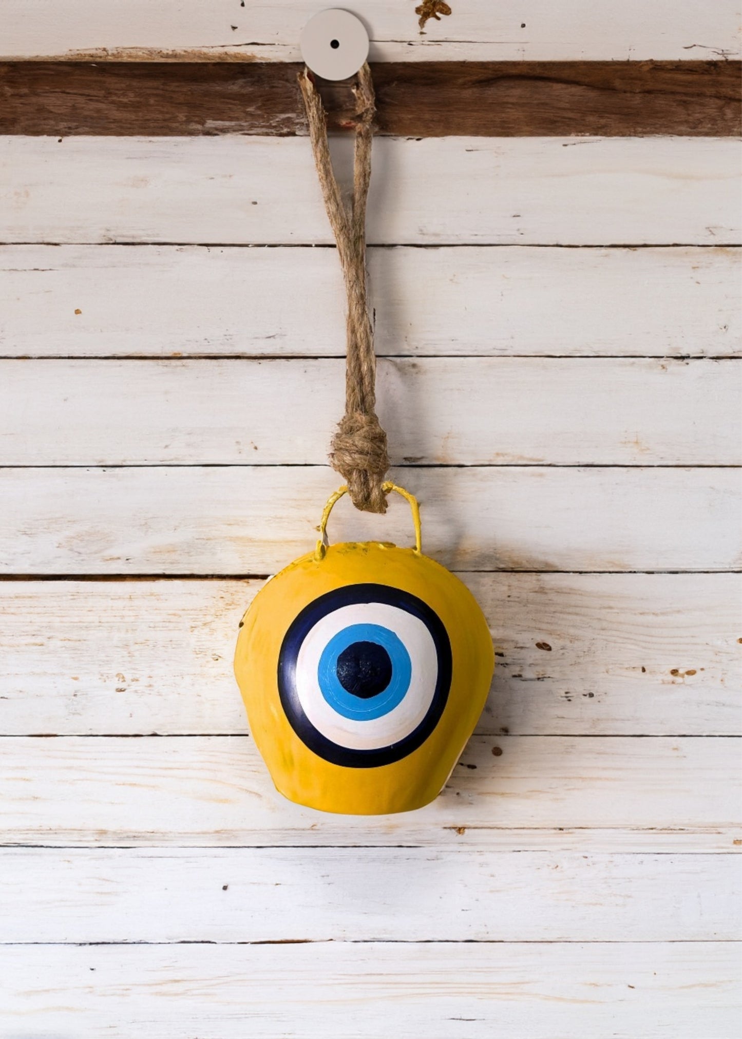 Yellow Evil Eye Cow Bell for Wall Decor - jasmeyhomes