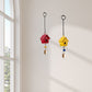 Little Hut Fusion (Set Of -2 ) Hand Painted Hanging Ornaments  For Home Decor, Wind Chimes- Yellow & Red
